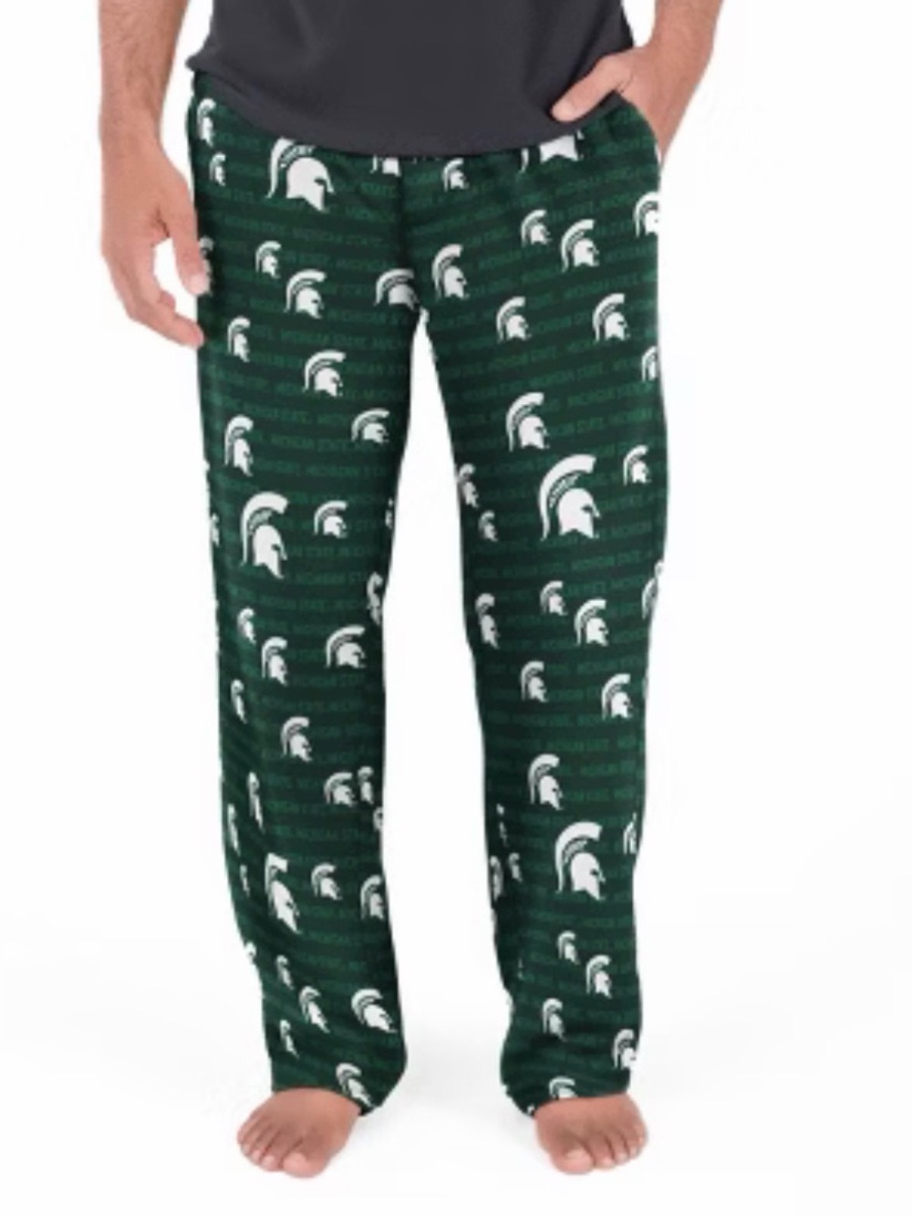 NWT SZ L Men's Green MICHIGAN STATE Logo Lounge Joggers pajama pants sideline